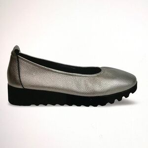 AETREX Ballet Flat Brianna Leather Shoe Pewter Women’s Size 9-9.5 EU 40